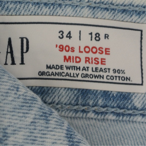 GAP ✨NWT 💿 Vintage Wash‎ ‘90’s Loose Wide Leg Jeans 🪴 Organic Cotton - Picture 2 of 12